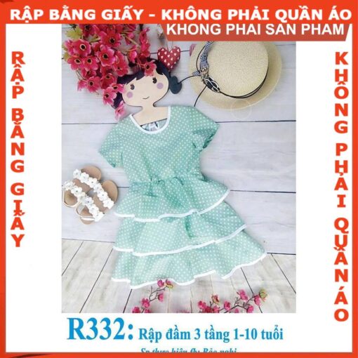 Rập giấy A0 đầm bé gái mã R332