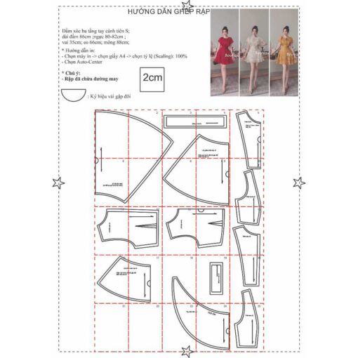 Rập giấy A0 mã 1279 - đầm 3 tầng mã 1279 - Hình ảnh 2
