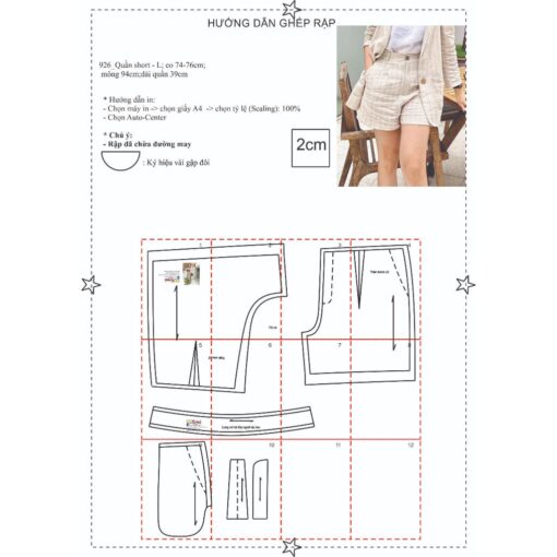 Rập giấy A0 mã 926 - quần short - Hình ảnh 3
