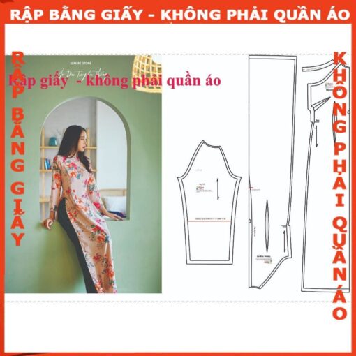 Rập giấy A0 áo dài truyền thống dây kéo sau mã AD30