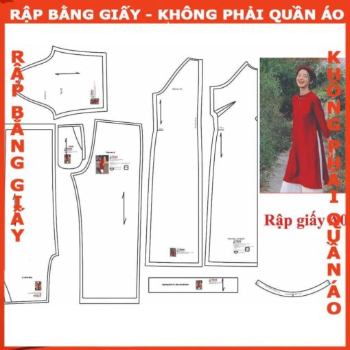 Rập giấy A0 bộ áo dài dáng suông mã AD15