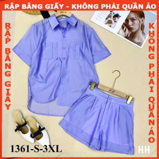 Rập giấy A0 mã 1361 - set sơ mi quần short - Hình ảnh 2