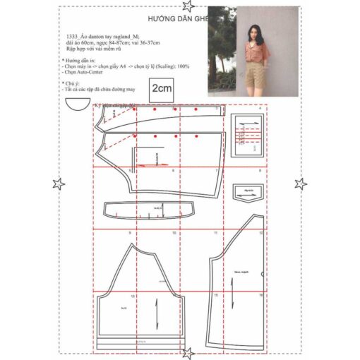 Rập giấy A0 mã 1333 - áo danton tay ragland - Hình ảnh 4