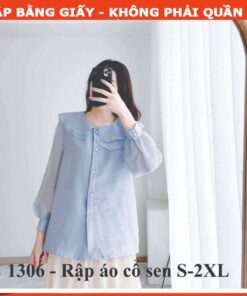 Rập giấy A0 mã 1306 - áo cổ sen 2 lớp