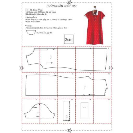 Rập giấy A0 mã 544 - đầm thun polo - Hình ảnh 2