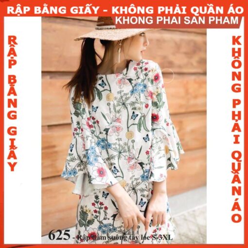 Rập giấy A0 mã 625 - đầm tay loe