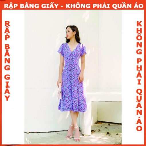 Rập giấy A0 mã 1348 - đầm 7 mảnh - Hình ảnh 2