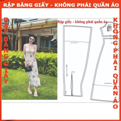 Rập giấy A0 may đầm dây xoắn ngực 1667