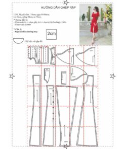 Alternative view of Rập giấy A0 mã 1258 - đầm 7 mảnh tay loe