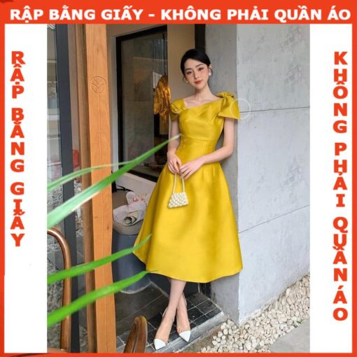 Rập giấy A0 mã 1607 - đầm xòe nơ vai