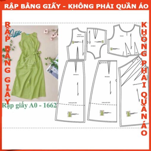 Rập  giấy A0 mã 1662 - đầm mã xếp ly eo