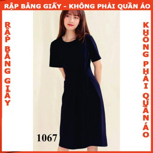 Rập giấy A0 mã 1067 - đầm thun nhún eo