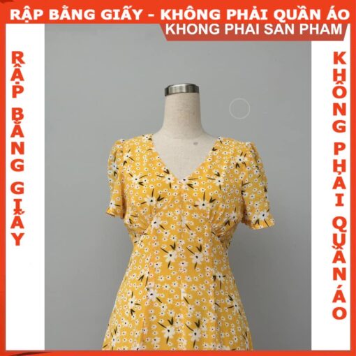 Rập giấy A0 mã 914 - đầm cổ tim tay phồng - Hình ảnh 5