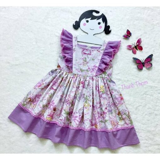 Rập mã R396 - đầm cổ vuông cho bé - Hình ảnh 3