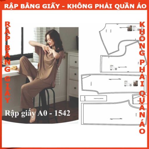 Rập giấy A0 mã 1542 -rập bộ thun tay liền