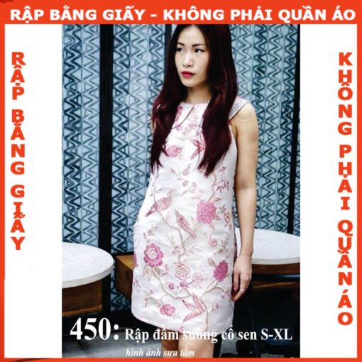 Rập mã 450 - đầm cổ sen dáng suông
