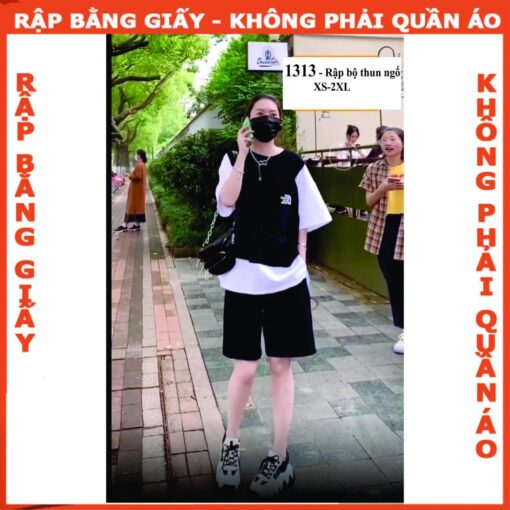 Rập giấy A0 bộ thun quần ngố mã 1313 - Hình ảnh 2
