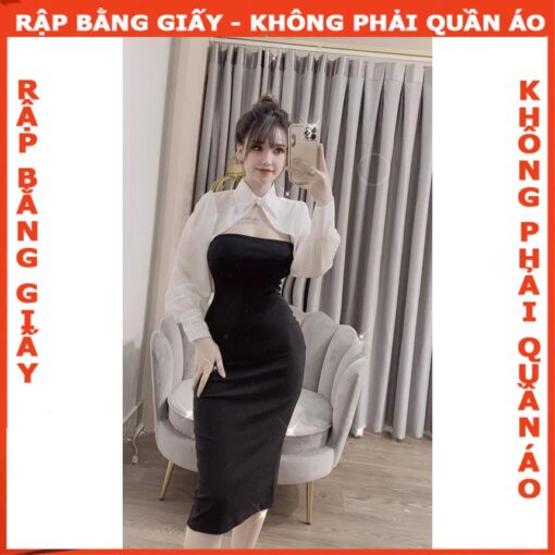 Rập giấy A0 đầm ôm cổ sơ mi 1200