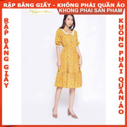 Rập  mã 775 rập đầm cổ sen nhún eo