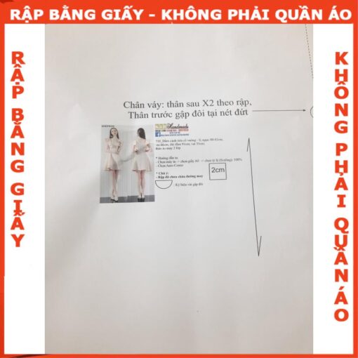 Rập giấy A0 mã 731 - đầm  2 dây - Hình ảnh 4