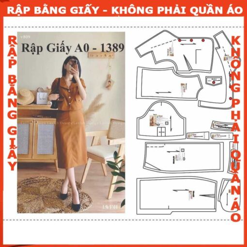Rập giấy A0 set áo cổ én mã 1389