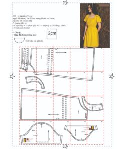 Alternative view of Rập giấy A0  mã 397 - đầm vàng cách điệu