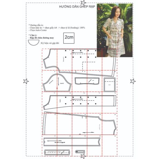 Rập đầm mã 604 - đầm cổ ve dáng suông - Hình ảnh 2