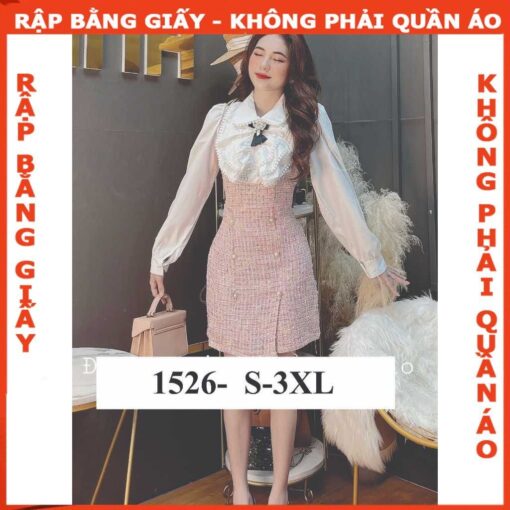 Rập giấy A0 mã 1526 -đầm cổ sen