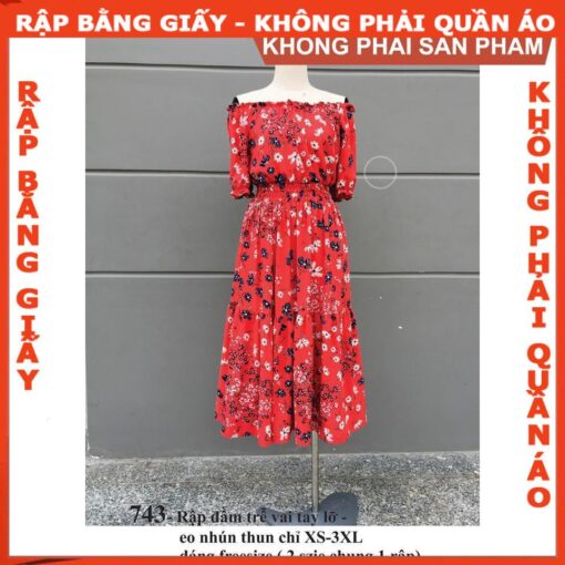 Rập giấy A0 mã 743 - đầm trễ vai tay lỡ