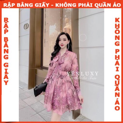 Rập giấy A0 mã 1283 - đầm tay dài thắt nơ