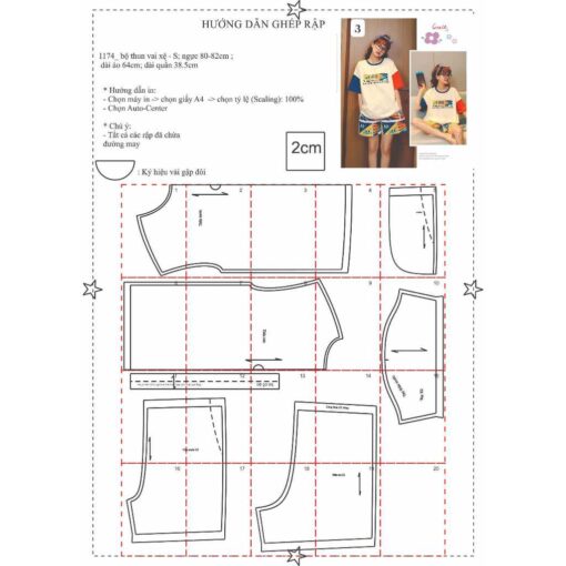 Rập giấy A0 mã 1174 - bộ thun form rộng - Hình ảnh 5