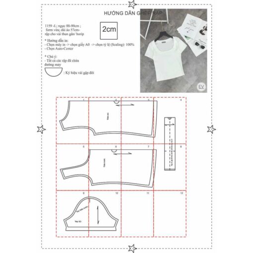 Rập giấy A0 mã 1159 - áo thun cổ U - Hình ảnh 4