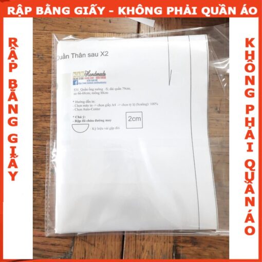 Rập giấy A0 quần loe dây kéo bên hông mã 1102 - Hình ảnh 4