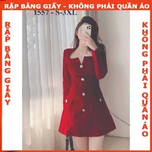 Rập giấy A0 mã 1557 - đầm dáng A tay dài