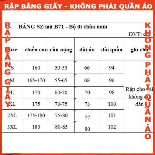 Rập giấy A0 may bộ đi chùa nam mã B71 - Hình ảnh 3