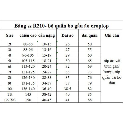 Rập giấy A0 mã R210 - nguyên bộ quần áo cho bé - Hình ảnh 3
