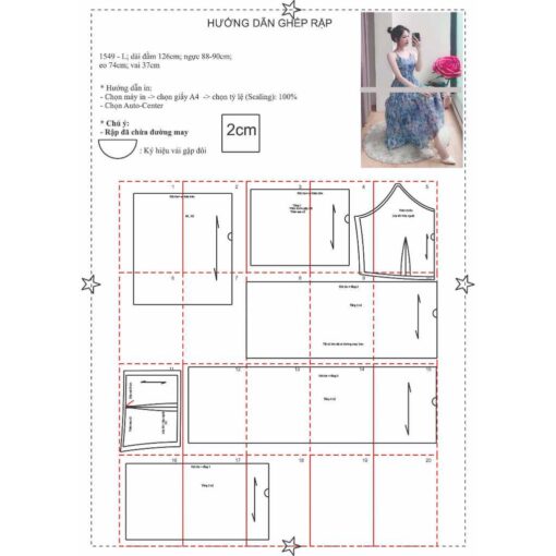 Rập giấy A0 mã 1549 - đầm dây - Hình ảnh 7