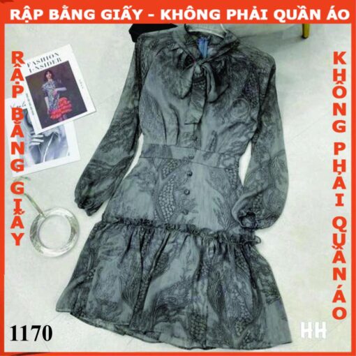 Rập giấy A0 đầm đuôi cá thắt nơ mã 1170