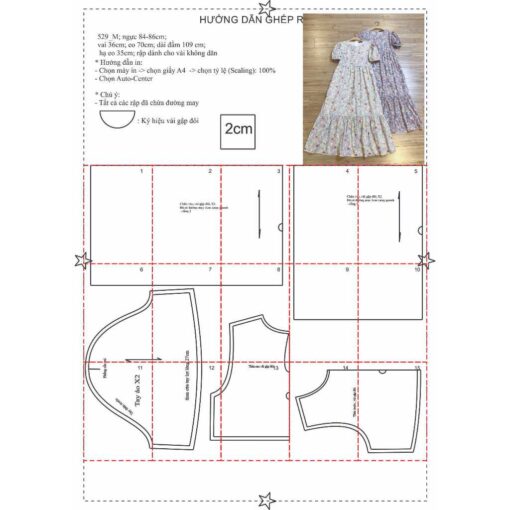 Rập giấy A0 mã 529 - đầm babydoll - Hình ảnh 4