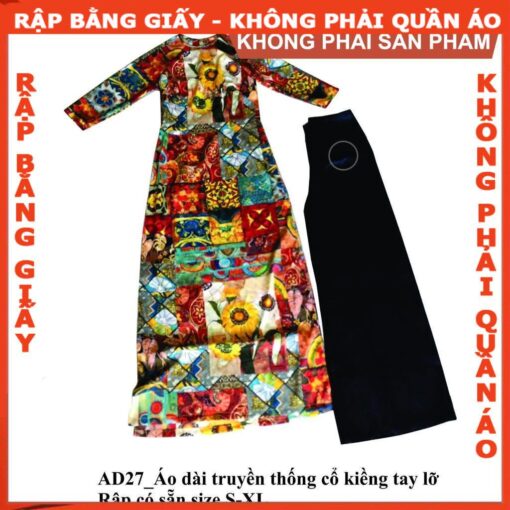 Rập giấy A0 mã AD27 - áo dài cổ kiềng - Hình ảnh 2