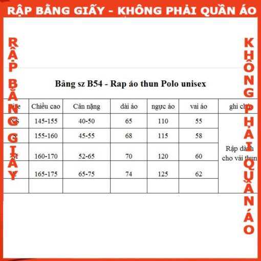Rập giấy A0 áo polo unisex mã B54 - Hình ảnh 5