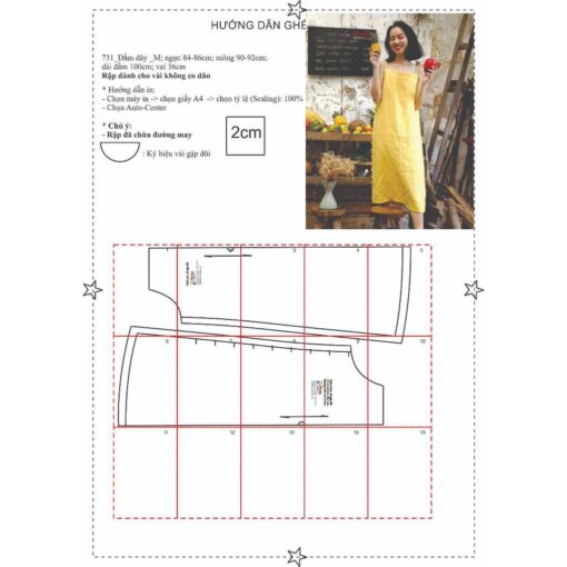 Rập giấy A0 mã 731 - đầm  2 dây - Hình ảnh 2