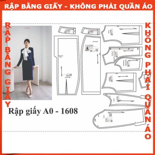 Rập giấy A0 mã 1608 - set váy và áo khoác ngoài