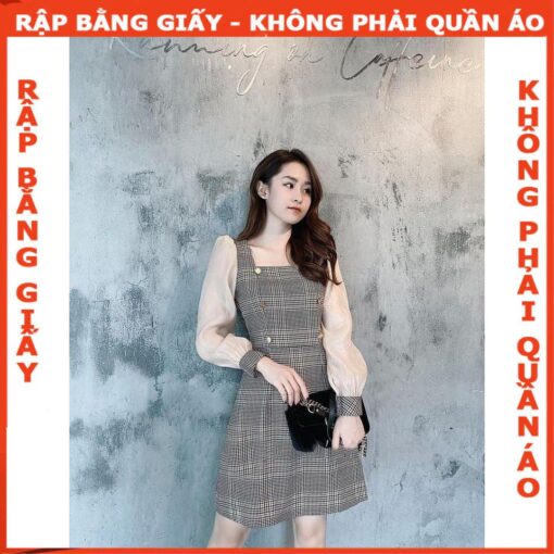 Rập giấy A0 mã 1081 - đầm dáng A cổ vuông