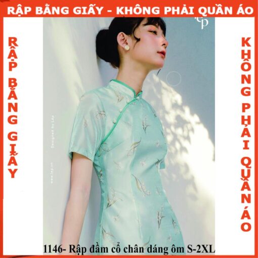 Rập giấy A0 đầm cổ chân dáng ôm mã 1146- - Hình ảnh 4