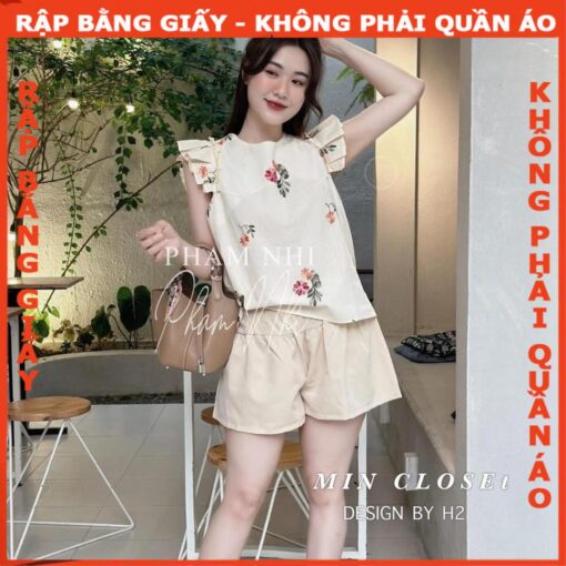 Rập giấy A0 mã 243 - bộ mặc nhà cánh tiên - Hình ảnh 2