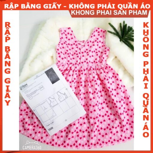 Rập giấy A0 mã R401 - đầm cổ tim bé - Hình ảnh 3