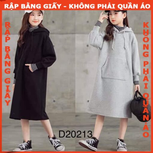 Rập giấy A0 R427- đầm hoodie cho bé