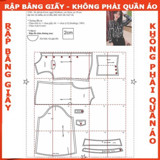 Rập giấy A0 áo sơ mi tay phồng mã 1550