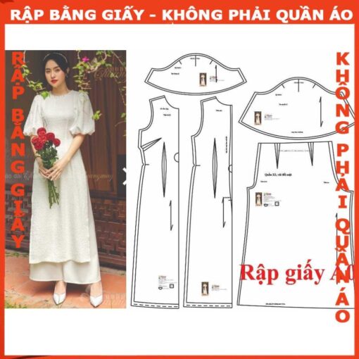 Rập giấy A0 mã AD18 - nguyên bộ áo dài tay phồng